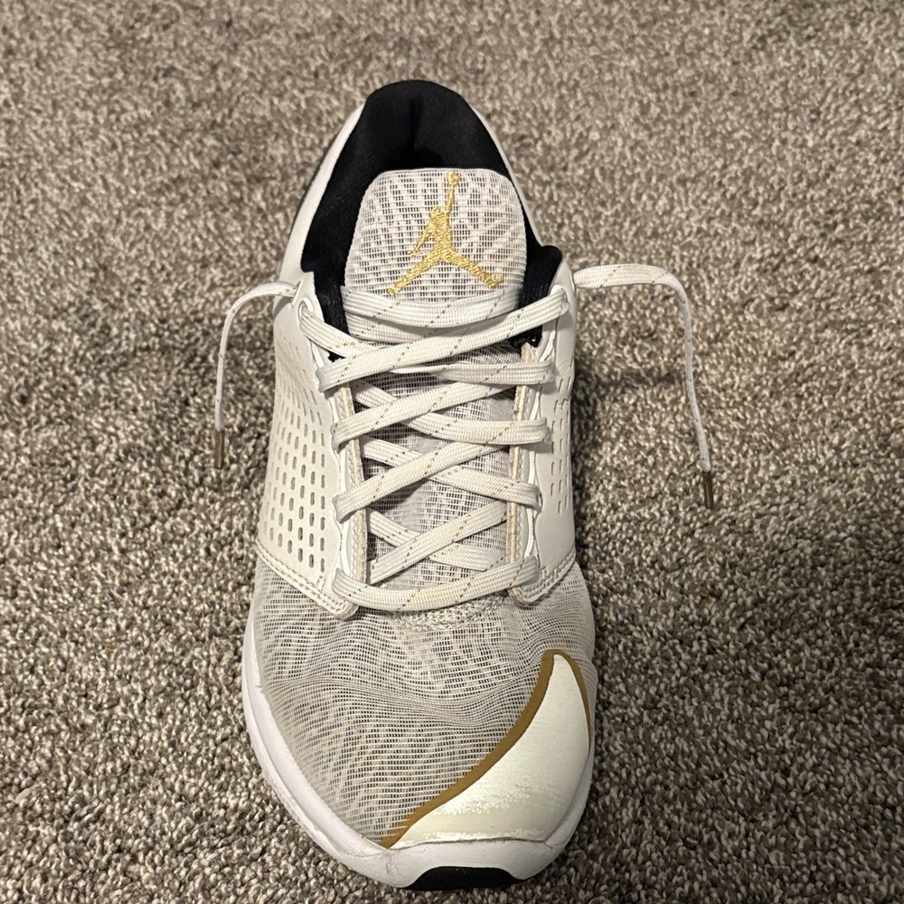 Men’s Jordan White and Gold Shoes